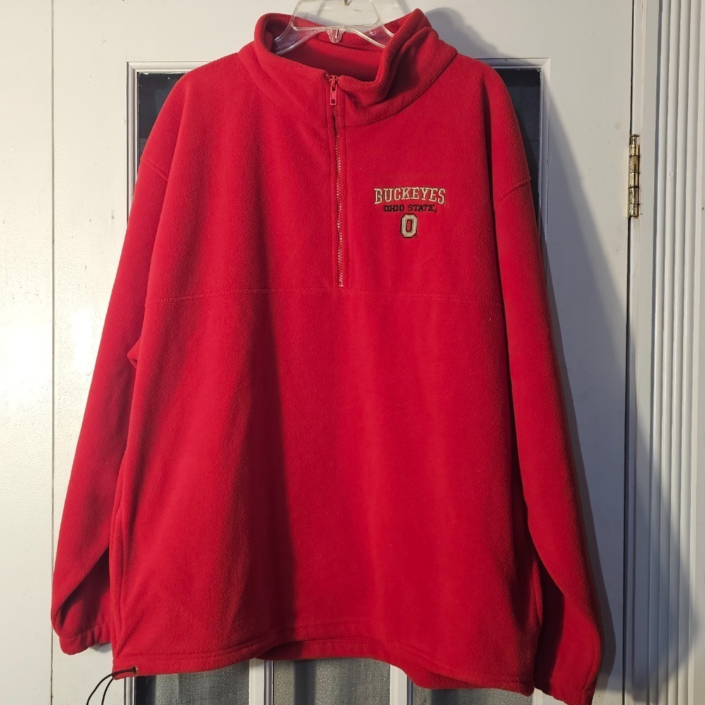 OVB Old Varsity Brand Mens Red Ohio State Buckeyes 1/4 Zip Fleece Pullover Large